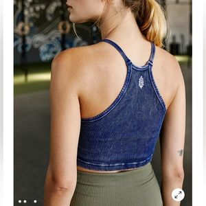 Free People Movement Happiness Runs Long Crop Tank Blue sz XS/S